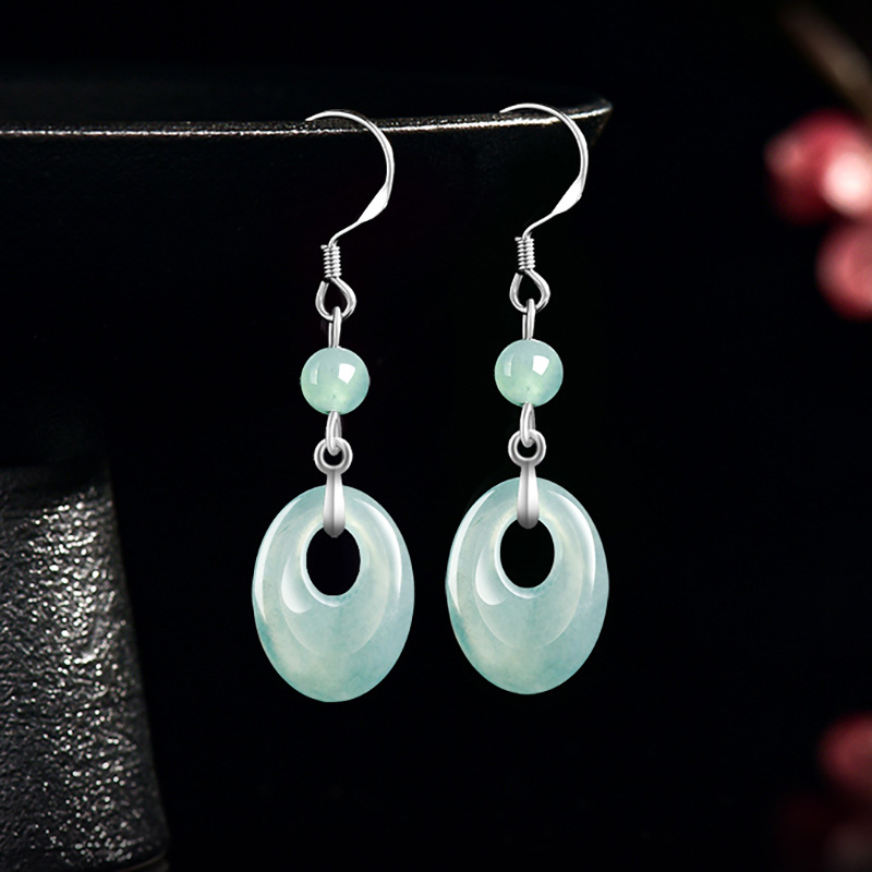 Women Accessories Jewelry - 미얀마 비취 반지 귀걸이 925 실버
