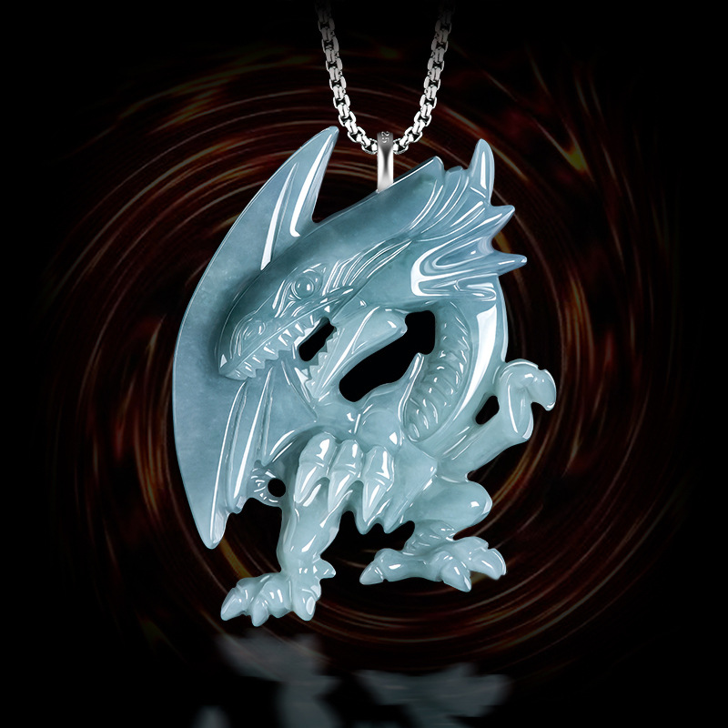 Women Accessories Jewelry - 블루 미얀마 옥 드래곤 펜던트 목걸이,