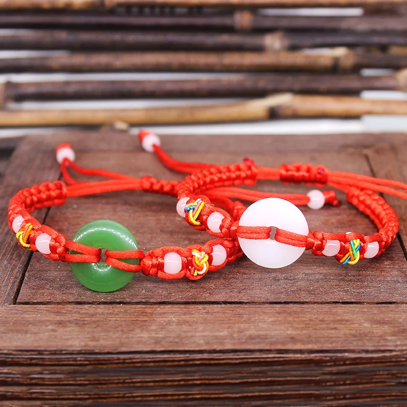 진짜 옥 도넛 팔찌 천연 보석 조각된 부적 액세서리 매 - Women Accessories Jewelry 리뷰 및 가격