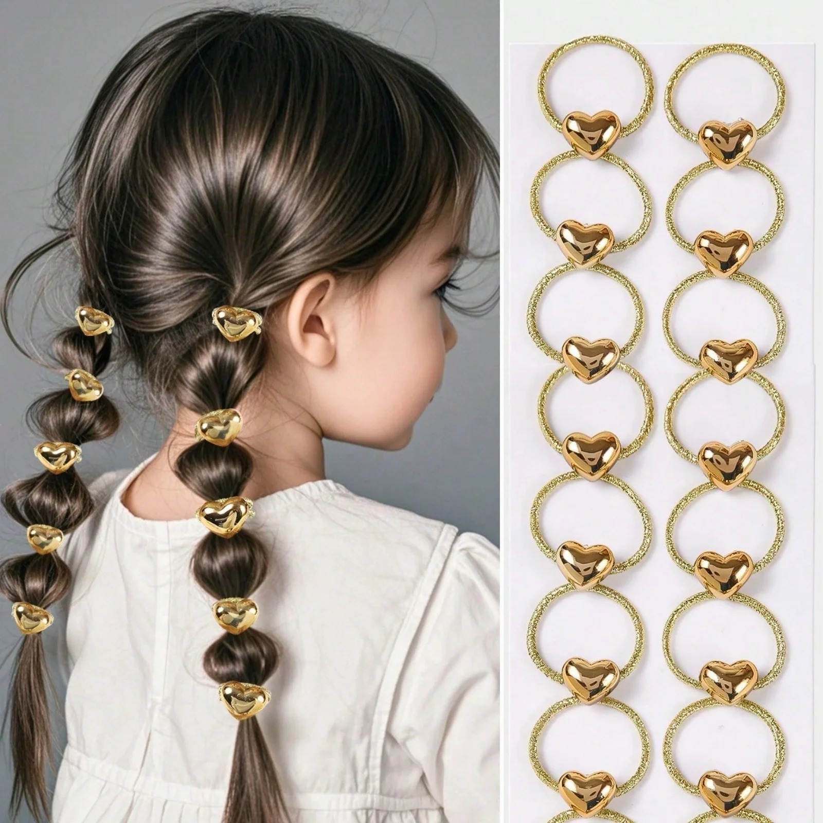 10개 골드 하트 헤어 링 세트 반짝이는 땋은 머리 장 - Wrap Ring Gold 리뷰 및 가격