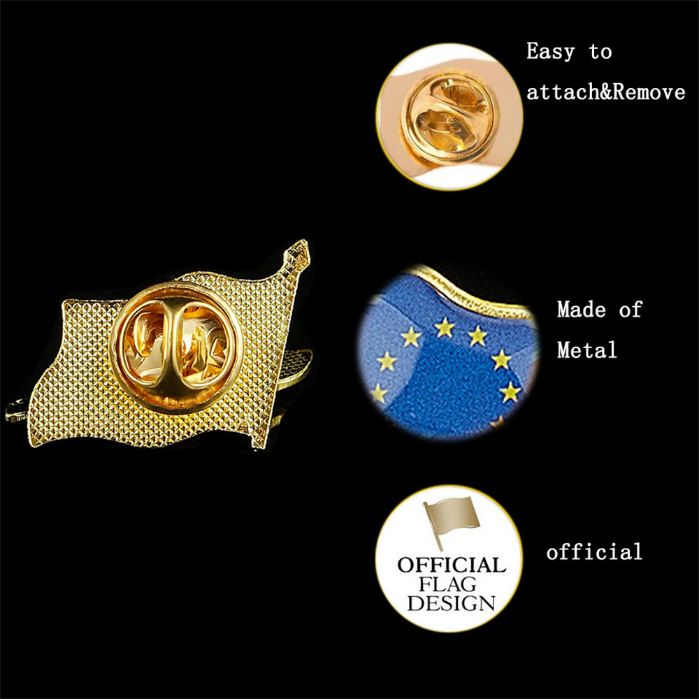 유럽 연합 애국주의 배지, 금도금 흔들며 깃발 라펠 핀 - Brooch Pin Gold 리뷰 및 가격