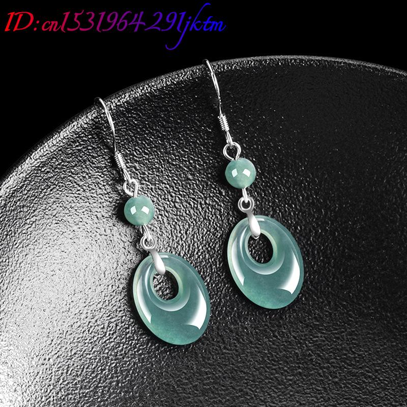 미얀마 비취 반지 귀걸이 925 실버 여성용 선물 천연 - Women Accessories Jewelry 리뷰 및 가격
