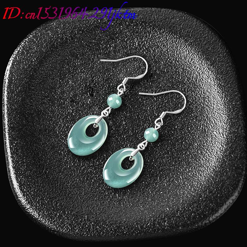 미얀마 비취 반지 귀걸이 925 실버 여성용 선물 천연 - Women Accessories Jewelry 리뷰 및 가격