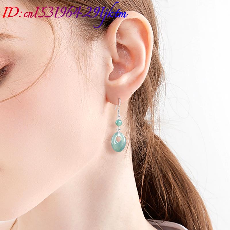 미얀마 비취 반지 귀걸이 925 실버 여성용 선물 천연 - Women Accessories Jewelry 리뷰 및 가격