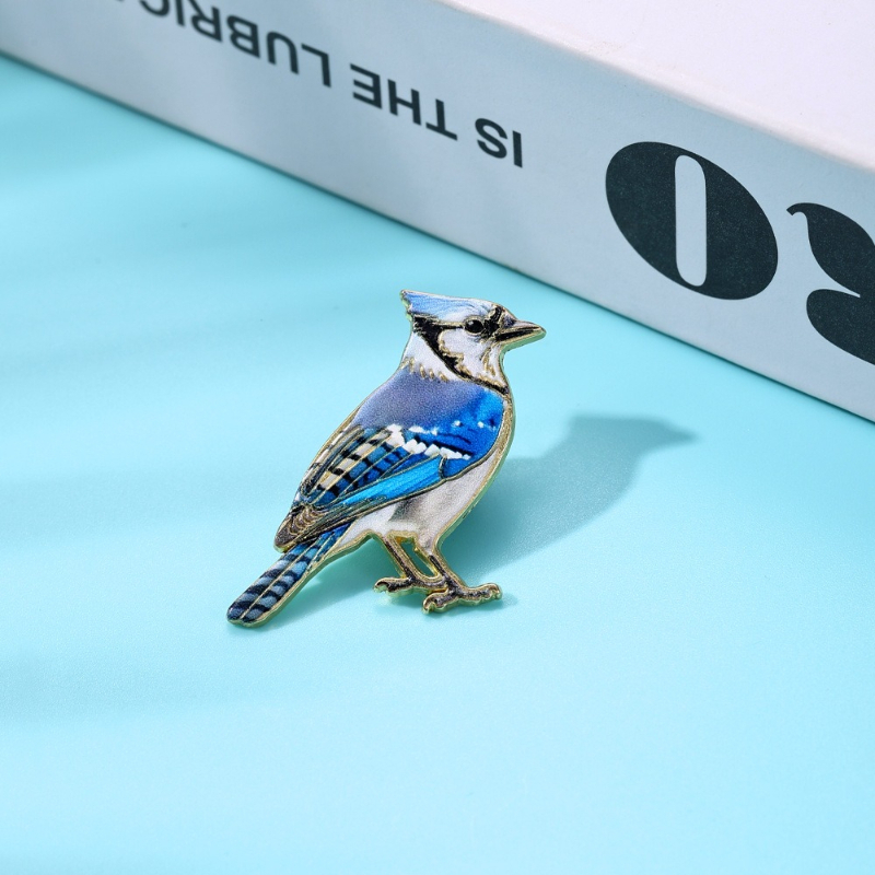 새로운 사실적인 새 브로치 에나멜 골드 엣지 로빈 블루 - Brooch Pin Gold 리뷰 및 가격