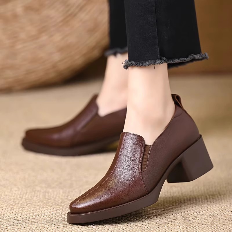 여성용 가죽 신발 2025 신상 가을 두꺼운 굽 하이힐 - Women'S Accessories Trends 2025 리뷰 및 가격