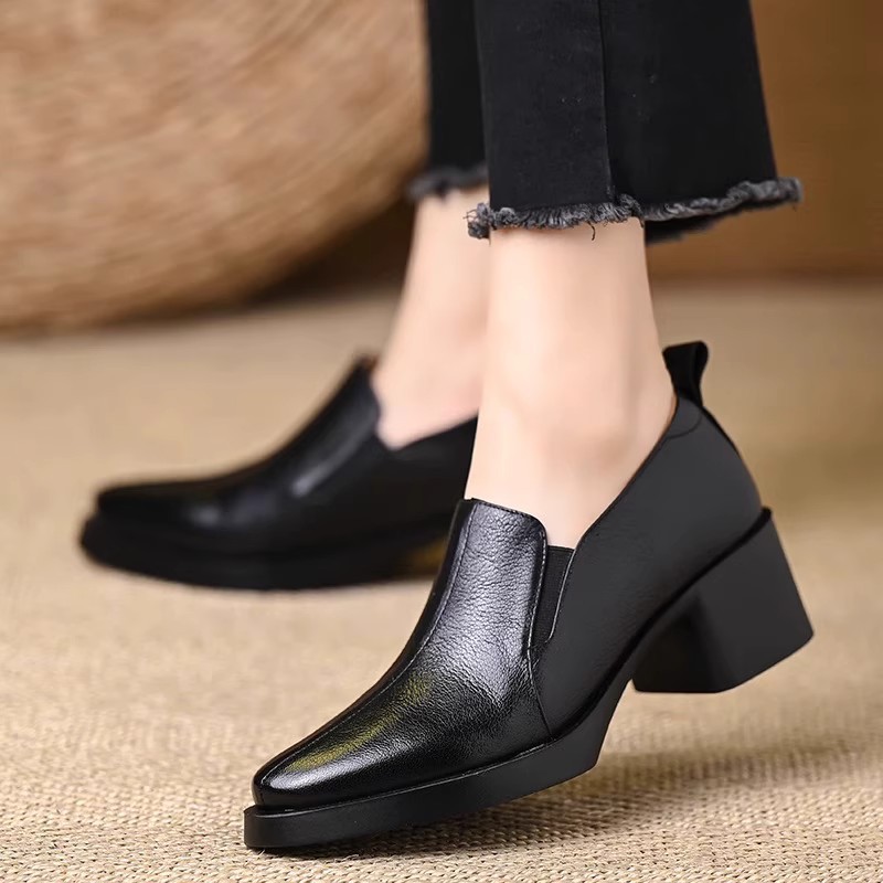 여성용 가죽 신발 2025 신상 가을 두꺼운 굽 하이힐 - Women'S Accessories Trends 2025 리뷰 및 가격