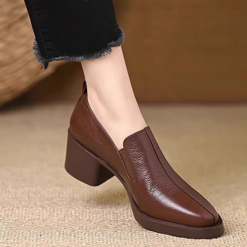 여성용 가죽 신발 2025 신상 가을 두꺼운 굽 하이힐 - Women'S Accessories Trends 2025 리뷰 및 가격