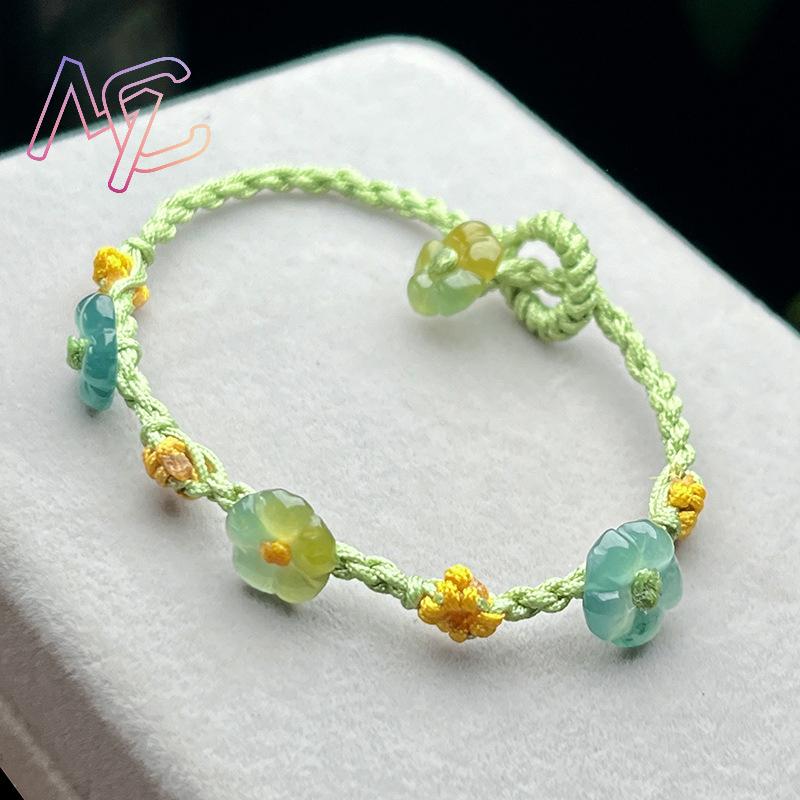미얀마 경옥 꽃 팔찌 여성을위한 진짜 보석 디자이너 선 - Women Accessories Jewelry 리뷰 및 가격