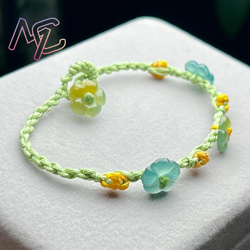 미얀마 경옥 꽃 팔찌 여성을위한 진짜 보석 디자이너 선 - Women Accessories Jewelry 리뷰 및 가격