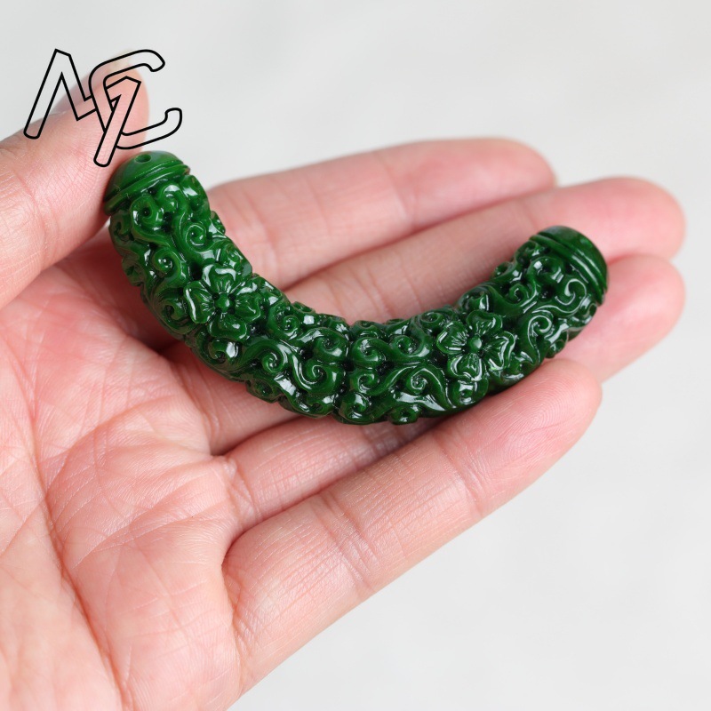 1pc 천연 녹색 옥 드래곤 벤딩 스트립 DIY 팔찌  - Women Accessories Jewelry 리뷰 및 가격