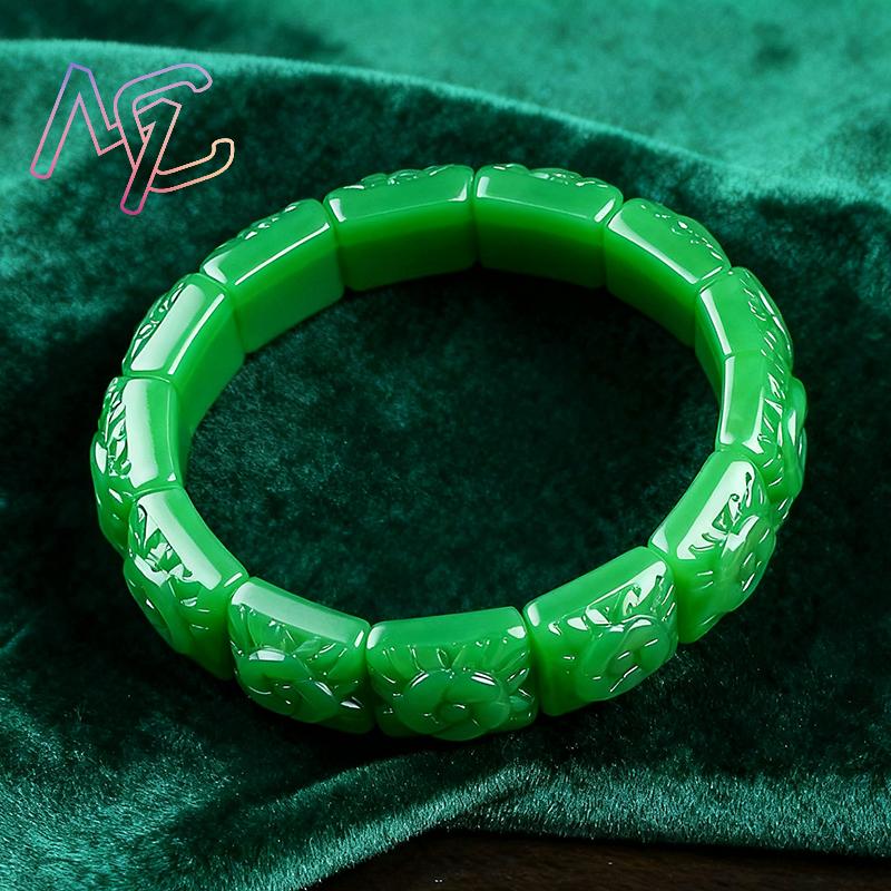 진짜 옥 꽃 팔찌 디자이너 빈티지 천연 보석 여성용 선 - Women Accessories Jewelry 리뷰 및 가격