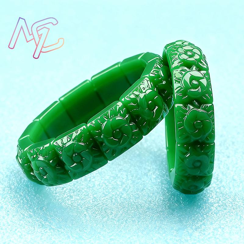 진짜 옥 꽃 팔찌 디자이너 빈티지 천연 보석 여성용 선 - Women Accessories Jewelry 리뷰 및 가격