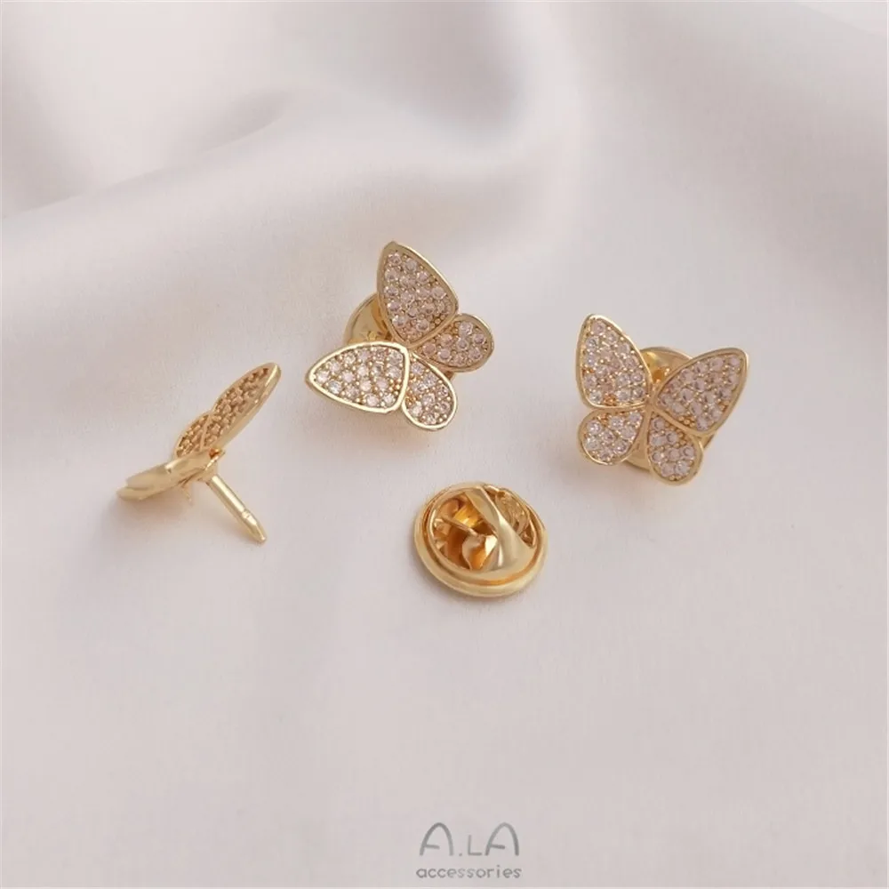 14K 금 도금 마이크로 인레이드 지르콘 나비 바요넷  - Brooch Pin Gold 리뷰 및 가격