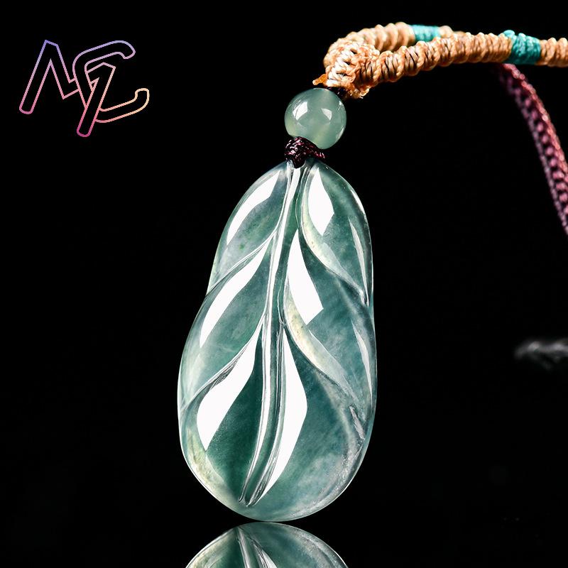 미얀마 비취 잎 펜던트 여성용 선물 진짜 비취 부적 패 - Women Accessories Jewelry 리뷰 및 가격