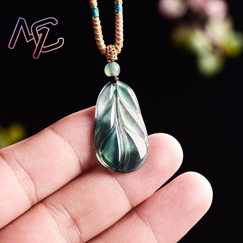 미얀마 비취 잎 펜던트 여성용 선물 진짜 비취 부적 패 - Women Accessories Jewelry 리뷰 및 가격