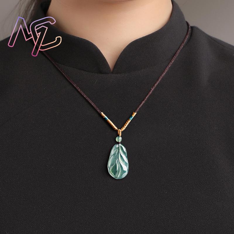 미얀마 비취 잎 펜던트 여성용 선물 진짜 비취 부적 패 - Women Accessories Jewelry 리뷰 및 가격
